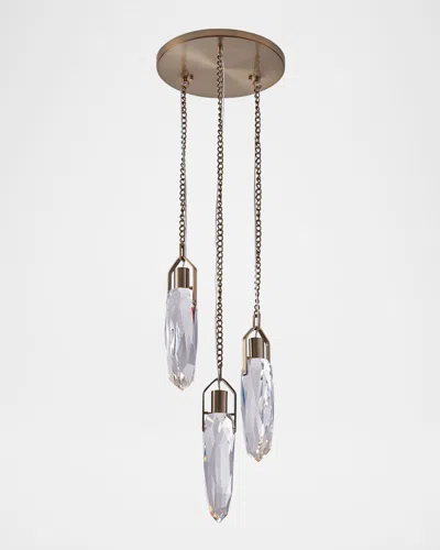 Kalco Lighting Diamante 3-light Crystal Chandelier, 14" In Winter Brass