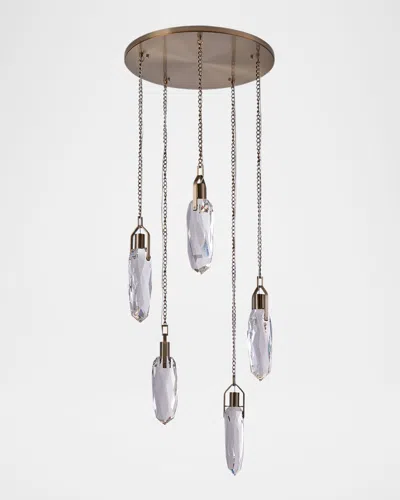 Kalco Lighting Diamante 5-light Crystal Chandelier, 23" In Winter Brass