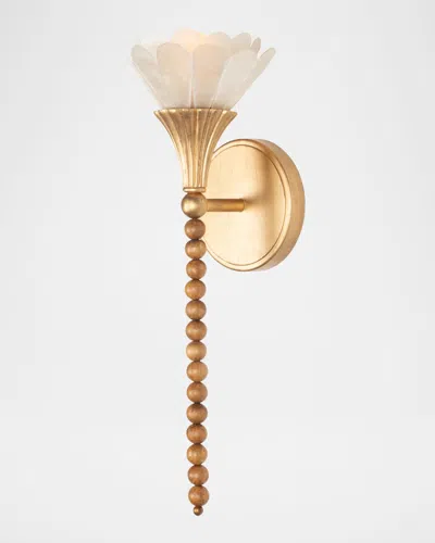 Kalco Lighting Flora 18" Tall Beaded Capiz Shell Wall Sconce In Gold