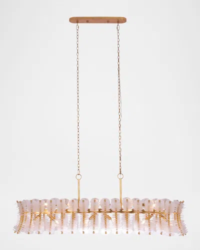Kalco Lighting Gossamer 12-light Capiz Shell Island Light, 60" In Oxidized Gold Leaf