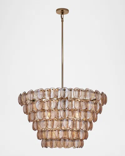 Kalco Lighting Uroko 34" 14-light Chandelier In Polished Warm Brass