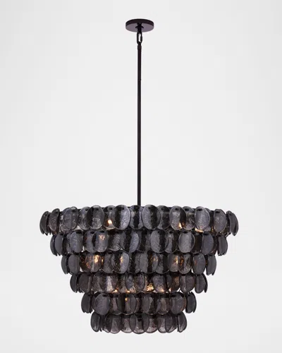 Kalco Lighting Uroko 34" Smoke Grey Glass 14-light Chandelier In Black