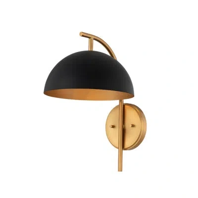 Kalco Marcel 1 Lt Matte Black W/ New Brass Wall Sconce  In Matte Black W,new Brass