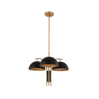Kalco Marcel 3 Lt Matte Black W/ New Brass Chandelier