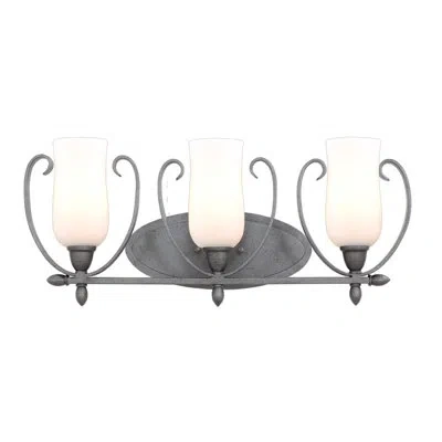 Kalco Mateo 3-light Vanity Light In Flecked Iron,matte Opal Glass