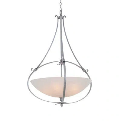 Kalco Mateo 5-light Bowl Pendant In Flecked Iron,matte Opal Glass