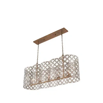 Kalco Maurelle 5 Lt Oxidized Gold Leaf Linear Pendant