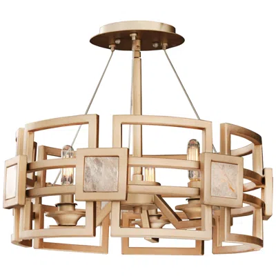 Kalco Metropolis 17"w 3-light Modern Gold Drum Ceiling Light