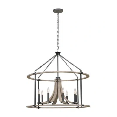 Kalco Middleton 34-in 8 Light Socket Natural Iron Chandelier In Black