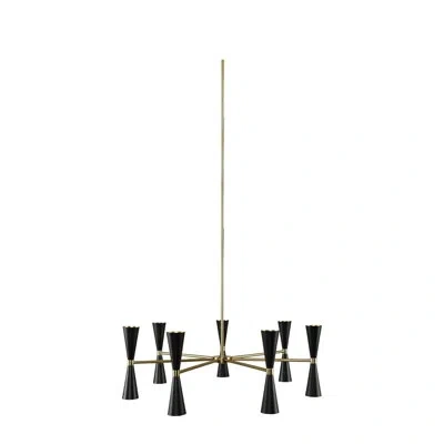 Kalco Milo 14 Light Chandelier In Black & Vintage Brass