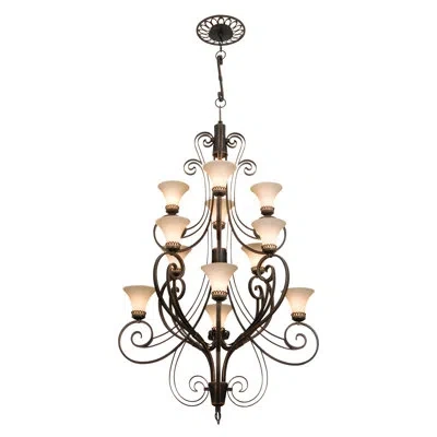 Kalco Mirabelle 12 - Light Shaded Classic / Traditional Chandelier In Antique Copper