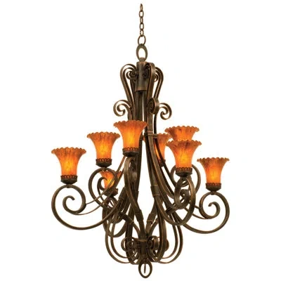 Kalco Mirabelle 8-light Shaded Classic / Traditional Chandelier In Antique Copper