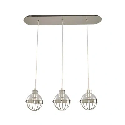 Kalco Montauk 3 Lt Polished Nickel Linear Pendant