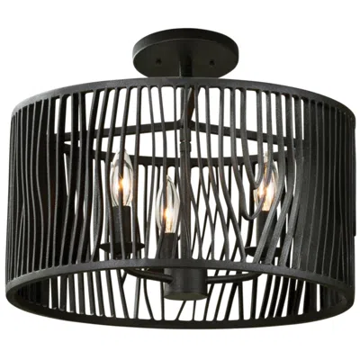 Kalco Morre 16" Wide Black Iron Convertible Pendant/ceiling Light