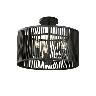 Kalco Morre 3 Lt Black Iron Flush Mount