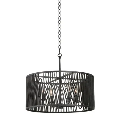 Kalco Morre 4 Lt Black Iron Semi-flush Mount