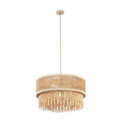 Kalco Naturale 28-in 6 Light Socket Jute Chandelier In Neutral