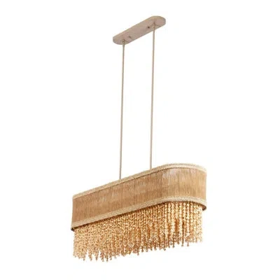 Kalco Naturale 7 Lt Jute Linear Pendant  In Gold