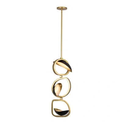Kalco Onyx 3 Lt Brushed Gold/satin Bronze Pendant