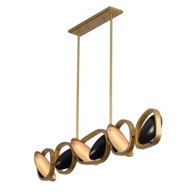 Kalco Onyx 6 Lt Brushed Gold/satin Bronze Linear Pendant