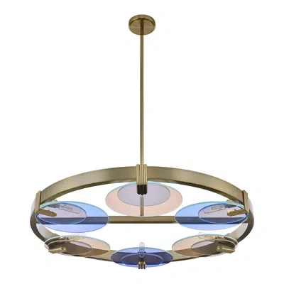 Kalco Optics 36-in 6 Light (6-watt) Winter Brass Chandelier