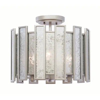 Kalco Palisade 3 Lt Tarnished Silver Semi-flush Mount