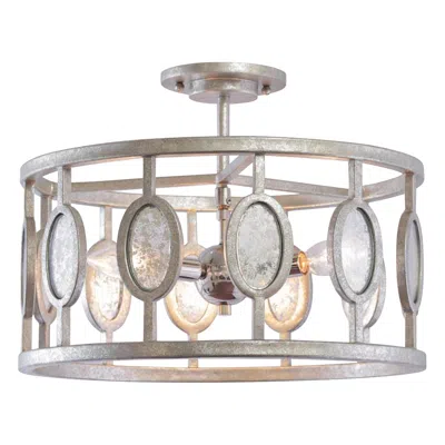 Kalco Palomar 16" Wide Vintage Silver Leaf 3-light Ceiling Light