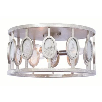 Kalco Palomar 3 Lt Vintage Silver Leaf Flush Mount