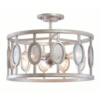 Kalco Palomar 3 Lt Vintage Silver Leaf Semi-flush Mount