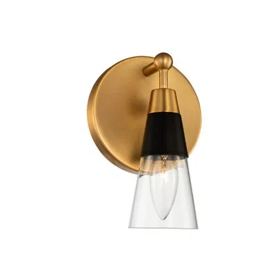 Kalco Ponti 1 Lt Matte Black W/ New Brass Bath Wall Sconce
