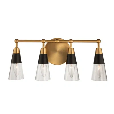 Kalco Ponti 4 Lt Matte Black W/ New Brass Vanity Light