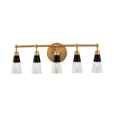 Kalco Ponti 5 Lt Matte Black W/ New Brass Vanity Light