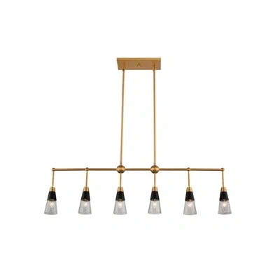 Kalco Ponti 6 Lt Matte Black W/ New Brass Linear Pendant