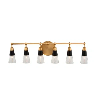Kalco Ponti 6 Lt Matte Black W/ New Brass Vanity Light
