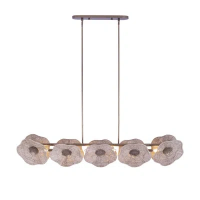 Kalco Poppy 5 Lt Pearlized Antique Brass Linear Pendant