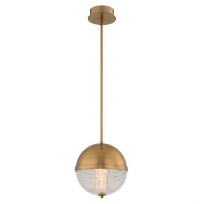 Kalco Portland 1 - Light Single Globe Pendant In Winter Brass