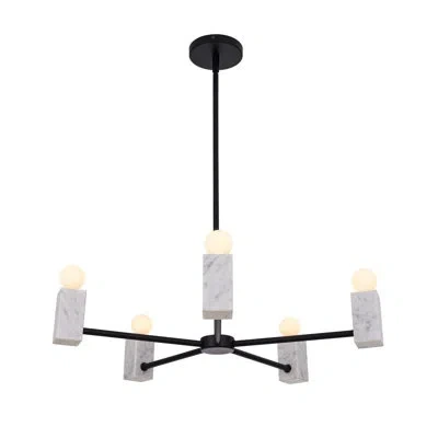Kalco Quadra 5 Lt Matte Black Chandelier