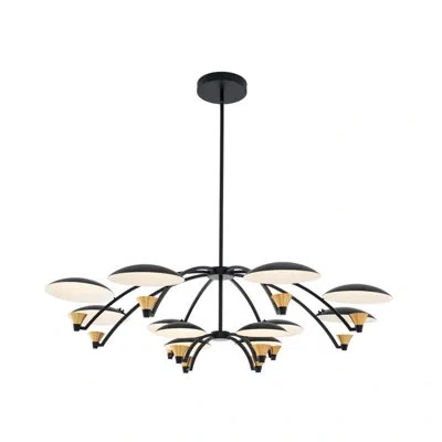 Kalco Redding 12 Lt Matte Black W/ Winter Brass Tiered Chandelier
