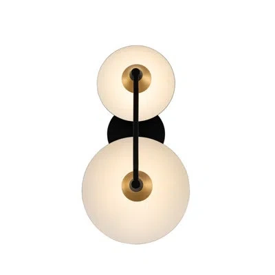 Kalco Redding 16-in Gold/matte Black Wall Sconce In Matte Black W White And Brass Accent