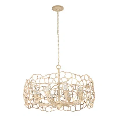 Kalco Reef 34-in 8 Light (40-watt) Warm Ivory Chandelier
