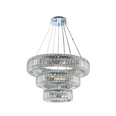 Kalco Rondelle 18 Lt Chrome/clear Tiered Chandelier Allegri