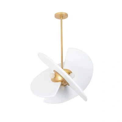 Kalco Rotary 4 Lt Bright Gold/white Pendant
