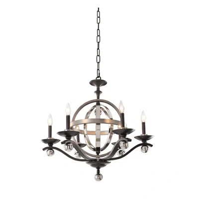 Kalco Rothwell 6 Lt Polished Satin Nickel Tiered Chandelier