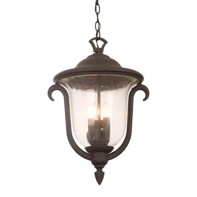Kalco Santa Barbara 3-light Outdoor Hanging Lantern In Textured Matte Black
