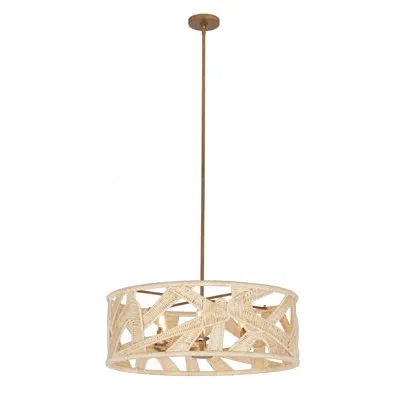 Kalco Soga 28-in 6 Light Socket Modern Gold And White Chandelier
