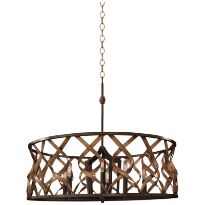 Kalco Soho 28" Wide Milk Chocolate Iron Open-drum Pendant Light
