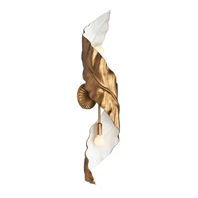 Kalco Spira 2 Lt Pearlized Antique Brass W/ White Wall Sconce  In Gold