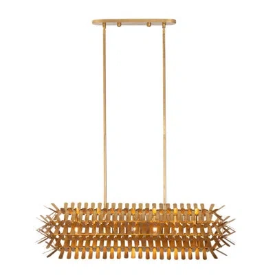 Kalco Spur 7 Lt Oxidized Gold Leaf Linear Pendant