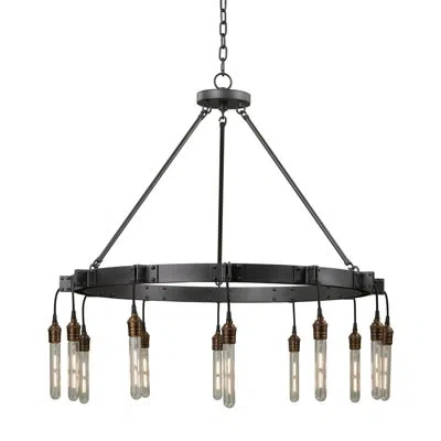 Kalco Stuyvesant 12 Lt Matte Gun Metal Chandelier