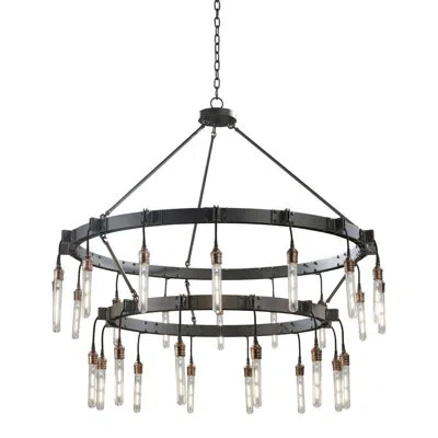 Kalco Stuyvesant 28 Lt Matte Gun Metal Tiered Chandelier